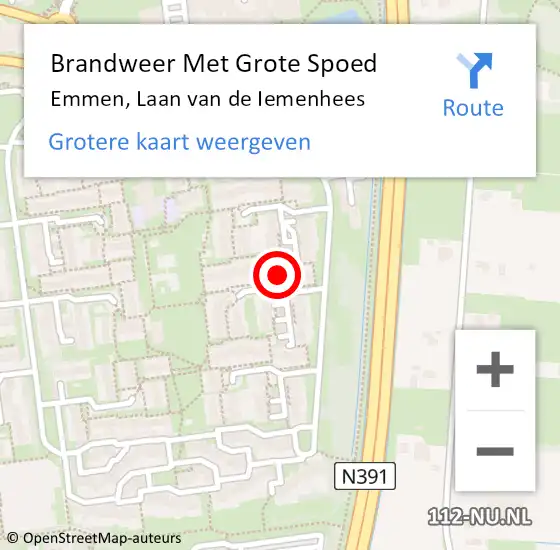 Locatie op kaart van de 112 melding: Brandweer Met Grote Spoed Naar Emmen, Laan van de Iemenhees op 31 december 2024 17:56