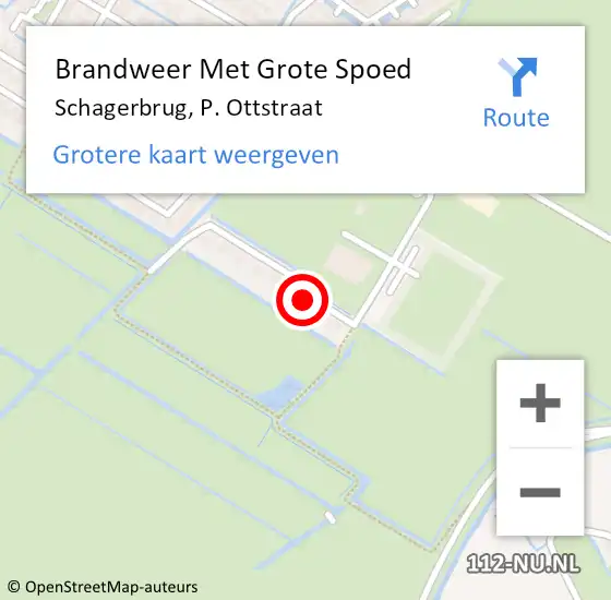 Locatie op kaart van de 112 melding: Brandweer Met Grote Spoed Naar Schagerbrug, P. Ottstraat op 31 december 2024 18:02