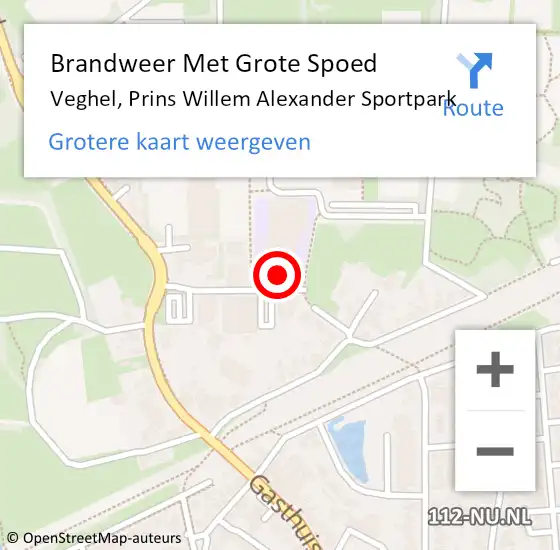 Locatie op kaart van de 112 melding: Brandweer Met Grote Spoed Naar Veghel, Prins Willem Alexander Sportpark op 31 december 2024 18:02