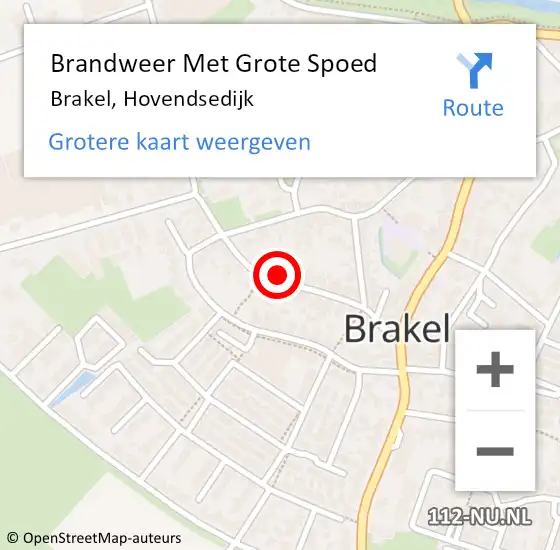 Locatie op kaart van de 112 melding: Brandweer Met Grote Spoed Naar Brakel, Hovendsedijk op 31 december 2024 18:04