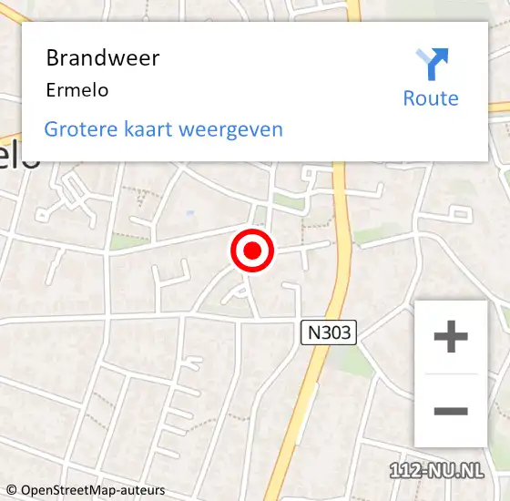 Locatie op kaart van de 112 melding: Brandweer Ermelo op 31 december 2024 18:05