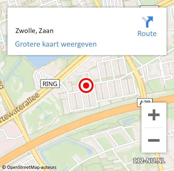 Locatie op kaart van de 112 melding:  Zwolle, Zaan op 31 december 2024 18:20