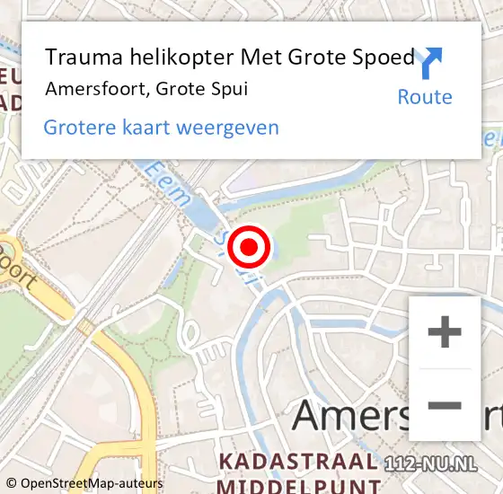 Locatie op kaart van de 112 melding: Trauma helikopter Met Grote Spoed Naar Amersfoort, Grote Spui op 31 december 2024 18:22