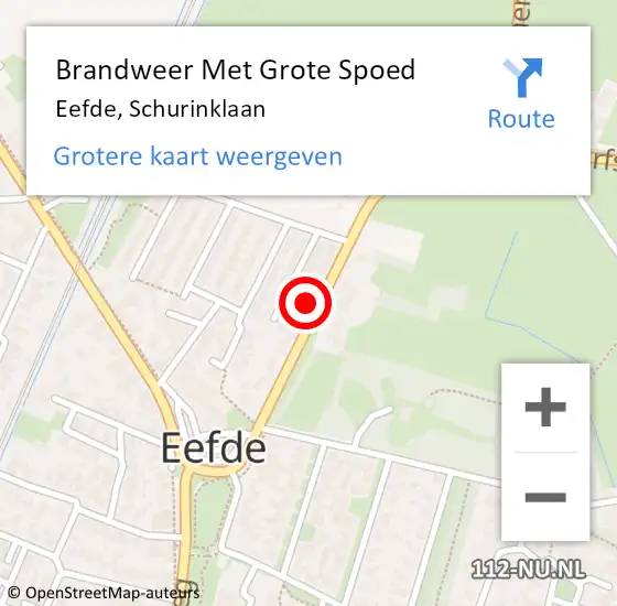 Locatie op kaart van de 112 melding: Brandweer Met Grote Spoed Naar Eefde, Schurinklaan op 31 december 2024 18:23