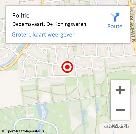 Locatie op kaart van de 112 melding: Politie Dedemsvaart, De Koningsvaren op 31 december 2024 18:23