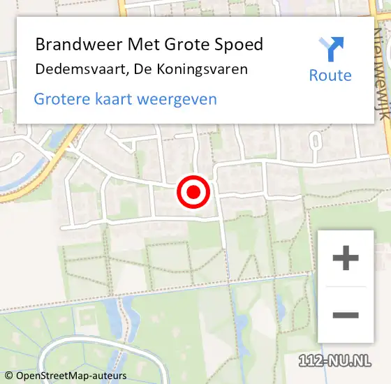 Locatie op kaart van de 112 melding: Brandweer Met Grote Spoed Naar Dedemsvaart, De Koningsvaren op 31 december 2024 18:24