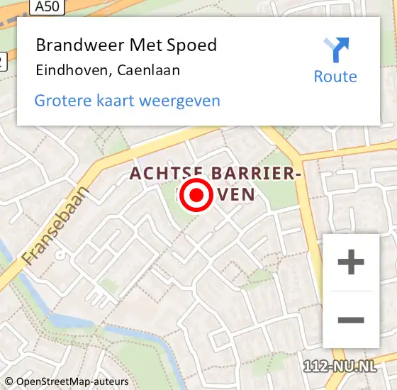 Locatie op kaart van de 112 melding: Brandweer Met Spoed Naar Eindhoven, Caenlaan op 31 december 2024 18:27