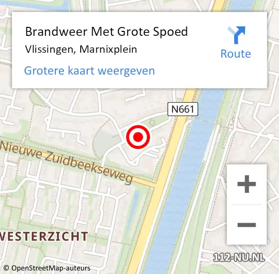 Locatie op kaart van de 112 melding: Brandweer Met Grote Spoed Naar Vlissingen, Marnixplein op 31 december 2024 18:27