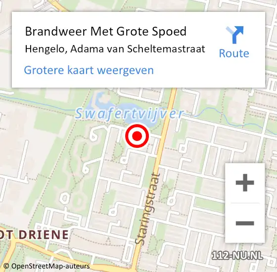 Locatie op kaart van de 112 melding: Brandweer Met Grote Spoed Naar Hengelo, Adama van Scheltemastraat op 31 december 2024 18:29