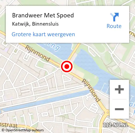 Locatie op kaart van de 112 melding: Brandweer Met Spoed Naar Katwijk, Binnensluis op 31 december 2024 18:31