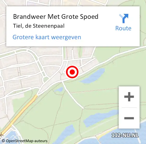 Locatie op kaart van de 112 melding: Brandweer Met Grote Spoed Naar Tiel, de Steenenpaal op 31 december 2024 18:37