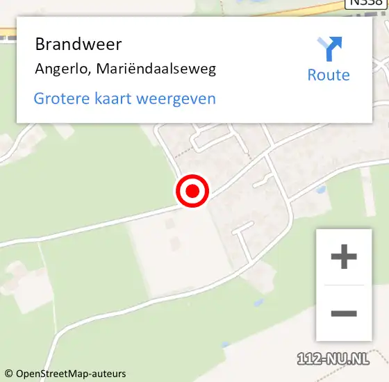 Locatie op kaart van de 112 melding: Brandweer Angerlo, Mariëndaalseweg op 31 december 2024 18:42