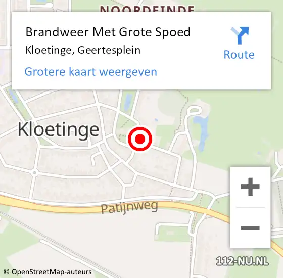 Locatie op kaart van de 112 melding: Brandweer Met Grote Spoed Naar Kloetinge, Geertesplein op 31 december 2024 18:48