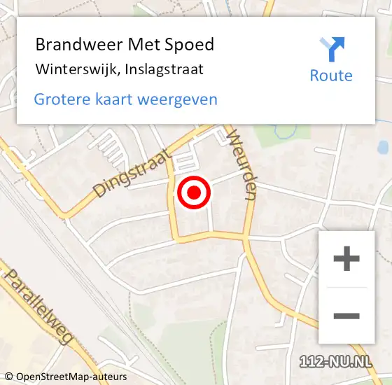 Locatie op kaart van de 112 melding: Brandweer Met Spoed Naar Winterswijk, Inslagstraat op 31 december 2024 18:58