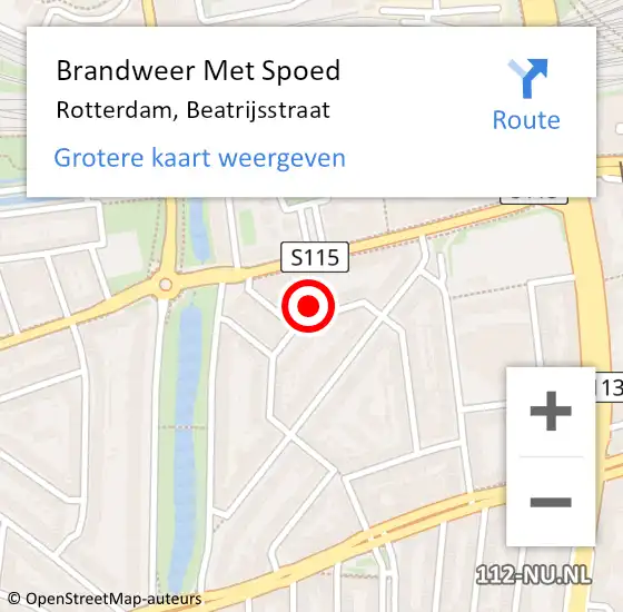 Locatie op kaart van de 112 melding: Brandweer Met Spoed Naar Rotterdam, Beatrijsstraat op 31 december 2024 19:02