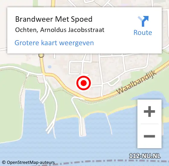 Locatie op kaart van de 112 melding: Brandweer Met Spoed Naar Ochten, Arnoldus Jacobsstraat op 31 december 2024 19:10