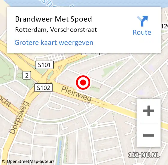 Locatie op kaart van de 112 melding: Brandweer Met Spoed Naar Rotterdam, Verschoorstraat op 31 december 2024 19:12