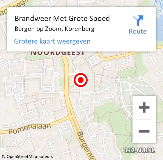 Locatie op kaart van de 112 melding: Brandweer Met Grote Spoed Naar Bergen op Zoom, Korenberg op 31 december 2024 19:12