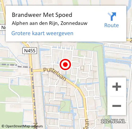 Locatie op kaart van de 112 melding: Brandweer Met Spoed Naar Alphen aan den Rijn, Zonnedauw op 31 december 2024 19:21