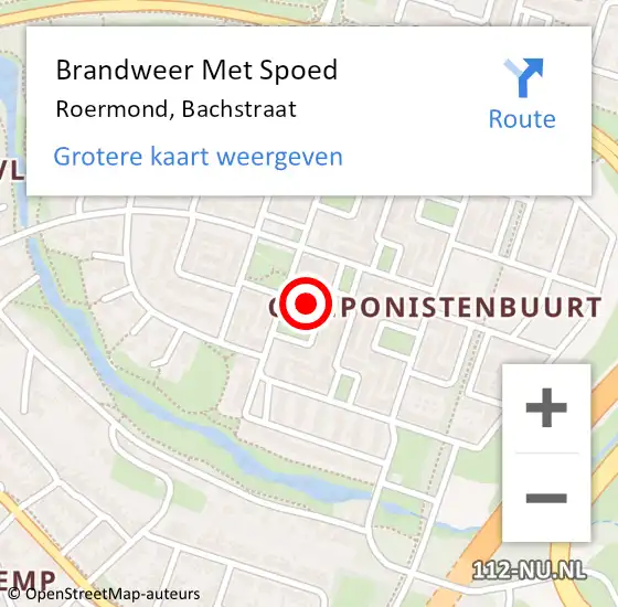 Locatie op kaart van de 112 melding: Brandweer Met Spoed Naar Roermond, Bachstraat op 31 december 2024 19:22