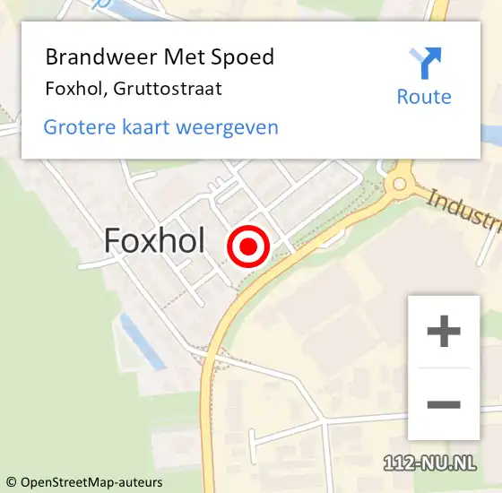 Locatie op kaart van de 112 melding: Brandweer Met Spoed Naar Foxhol, Gruttostraat op 31 december 2024 19:29