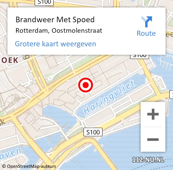 Locatie op kaart van de 112 melding: Brandweer Met Spoed Naar Rotterdam, Oostmolenstraat op 31 december 2024 19:33