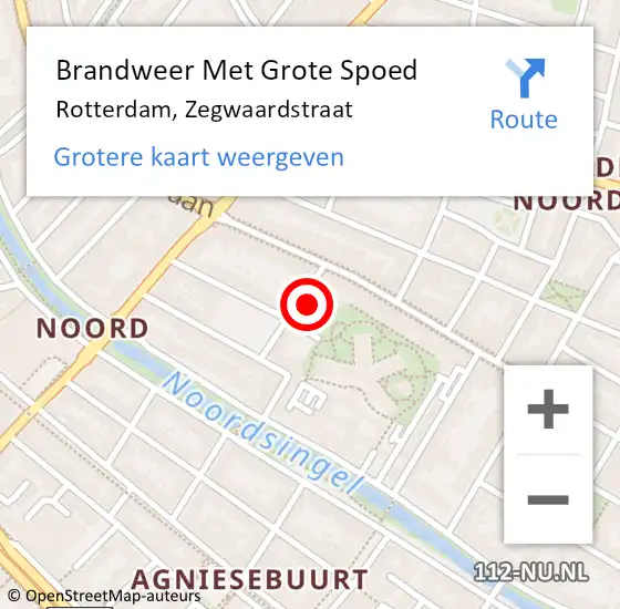 Locatie op kaart van de 112 melding: Brandweer Met Grote Spoed Naar Rotterdam, Zegwaardstraat op 31 december 2024 19:36