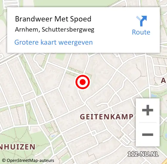 Locatie op kaart van de 112 melding: Brandweer Met Spoed Naar Arnhem, Schuttersbergweg op 31 december 2024 19:36