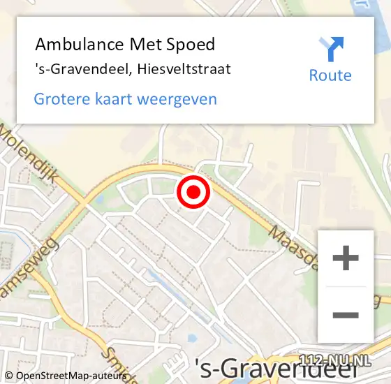 Locatie op kaart van de 112 melding: Ambulance Met Spoed Naar 's-Gravendeel, Hiesveltstraat op 31 december 2024 19:44