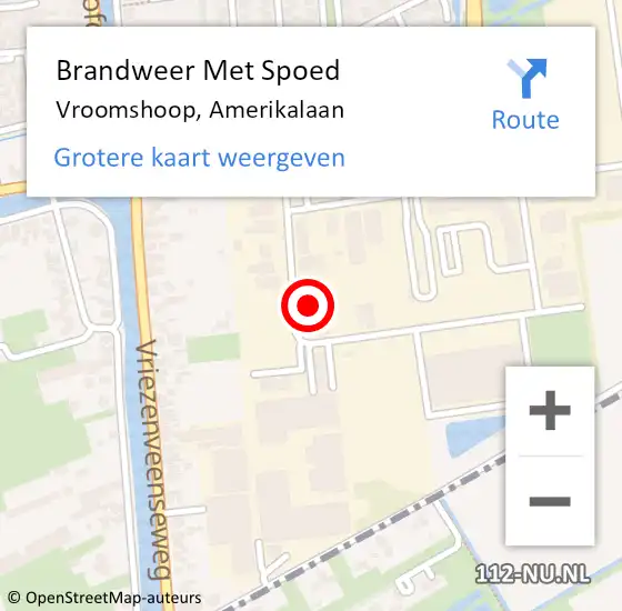 Locatie op kaart van de 112 melding: Brandweer Met Spoed Naar Vroomshoop, Amerikalaan op 31 december 2024 19:48