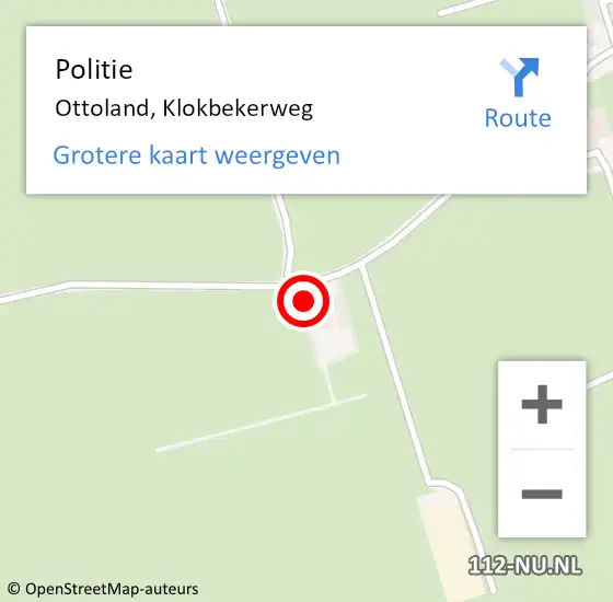 Locatie op kaart van de 112 melding: Politie Ottoland, Klokbekerweg op 31 december 2024 19:49