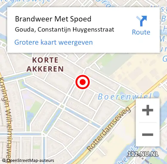 Locatie op kaart van de 112 melding: Brandweer Met Spoed Naar Gouda, Constantijn Huygensstraat op 31 december 2024 20:00