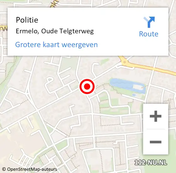 Locatie op kaart van de 112 melding: Politie Ermelo, Oude Telgterweg op 31 december 2024 20:00