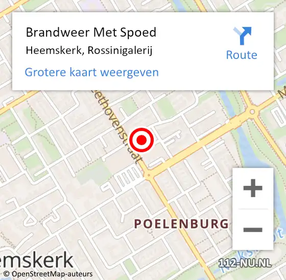 Locatie op kaart van de 112 melding: Brandweer Met Spoed Naar Heemskerk, Rossinigalerij op 31 december 2024 20:06