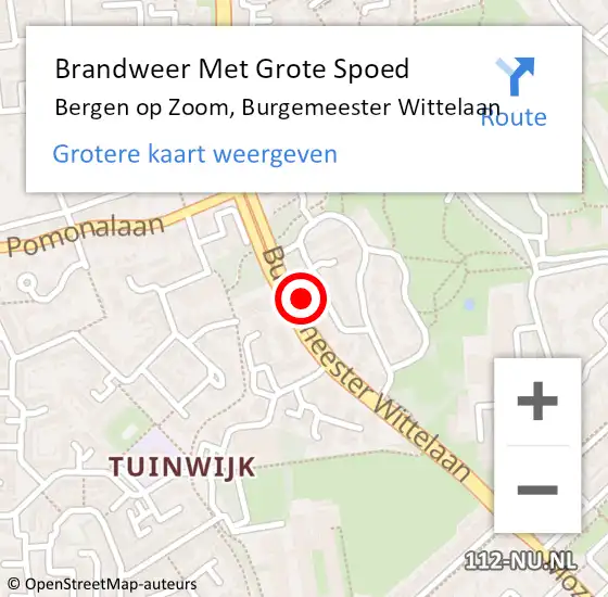 Locatie op kaart van de 112 melding: Brandweer Met Grote Spoed Naar Bergen op Zoom, Burgemeester Wittelaan op 31 december 2024 20:06