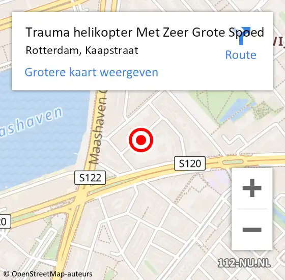 Locatie op kaart van de 112 melding: Trauma helikopter Met Zeer Grote Spoed Naar Rotterdam, Kaapstraat op 31 december 2024 20:16