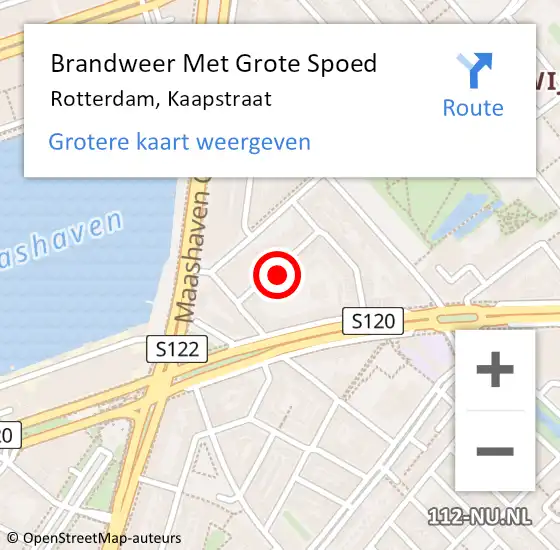 Locatie op kaart van de 112 melding: Brandweer Met Grote Spoed Naar Rotterdam, Kaapstraat op 31 december 2024 20:27