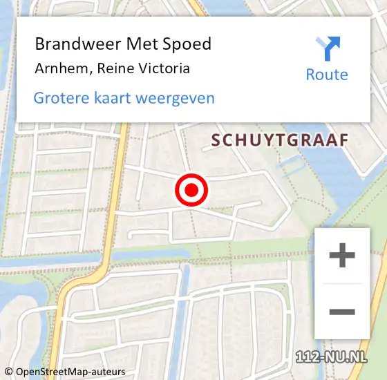 Locatie op kaart van de 112 melding: Brandweer Met Spoed Naar Arnhem, Reine Victoria op 31 december 2024 20:28