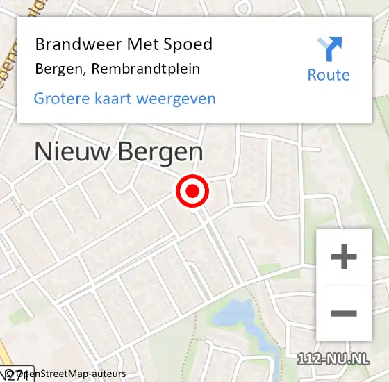 Locatie op kaart van de 112 melding: Brandweer Met Spoed Naar Bergen, Rembrandtplein op 31 december 2024 20:29