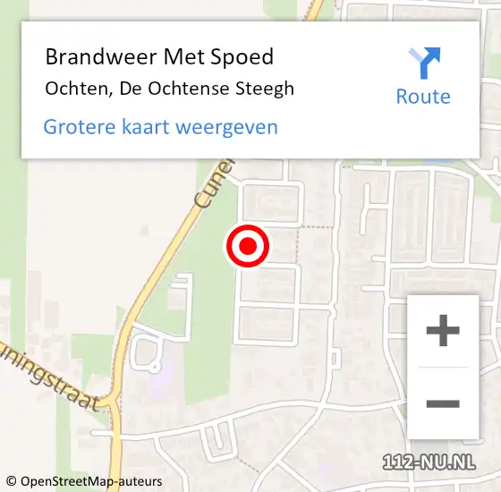 Locatie op kaart van de 112 melding: Brandweer Met Spoed Naar Ochten, De Ochtense Steegh op 31 december 2024 20:31