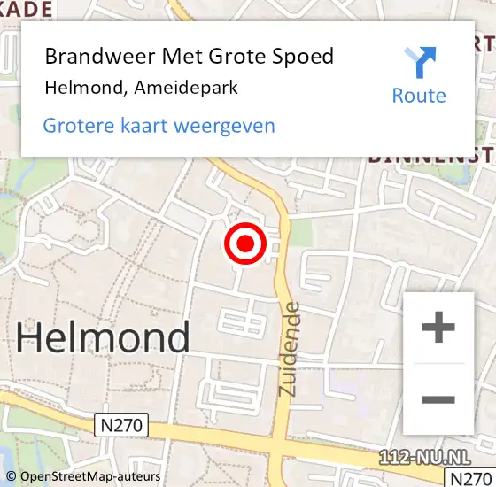 Locatie op kaart van de 112 melding: Brandweer Met Grote Spoed Naar Helmond, Ameidepark op 31 december 2024 20:32