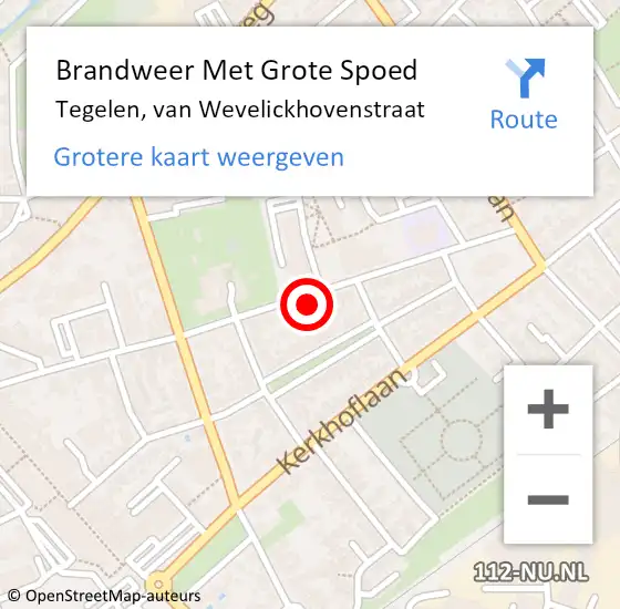 Locatie op kaart van de 112 melding: Brandweer Met Grote Spoed Naar Tegelen, van Wevelickhovenstraat op 31 december 2024 20:35