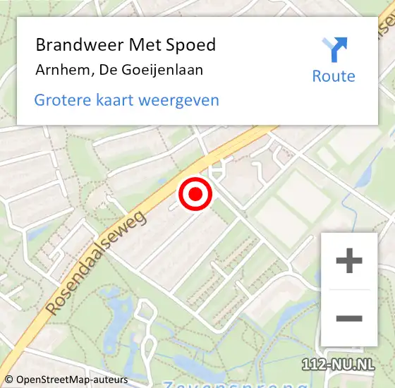 Locatie op kaart van de 112 melding: Brandweer Met Spoed Naar Arnhem, De Goeijenlaan op 31 december 2024 20:36