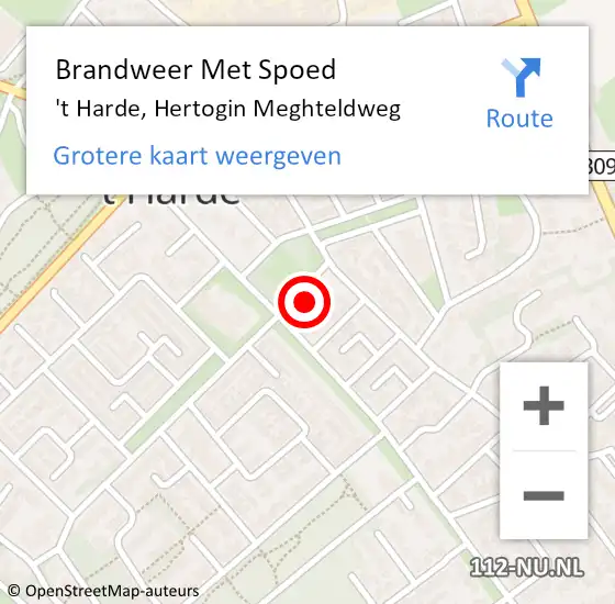 Locatie op kaart van de 112 melding: Brandweer Met Spoed Naar 't Harde, Hertogin Meghteldweg op 31 december 2024 20:40