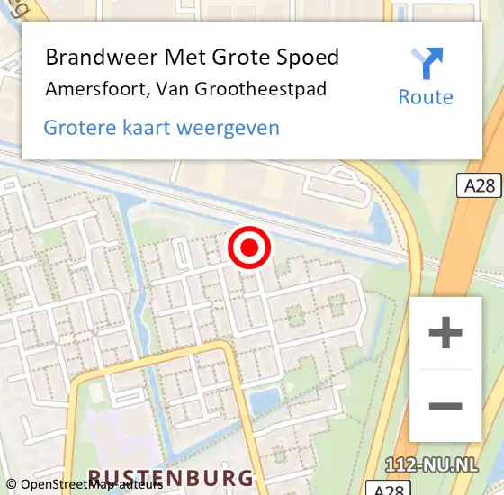 Locatie op kaart van de 112 melding: Brandweer Met Grote Spoed Naar Amersfoort, Van Grootheestpad op 31 december 2024 20:41