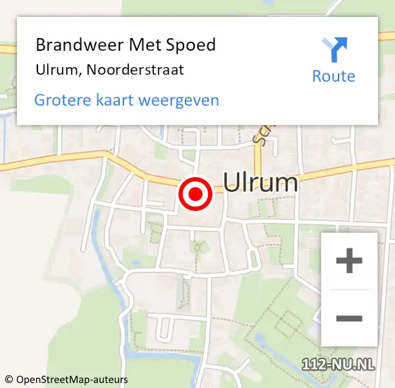 Locatie op kaart van de 112 melding: Brandweer Met Spoed Naar Ulrum, Noorderstraat op 31 december 2024 20:44