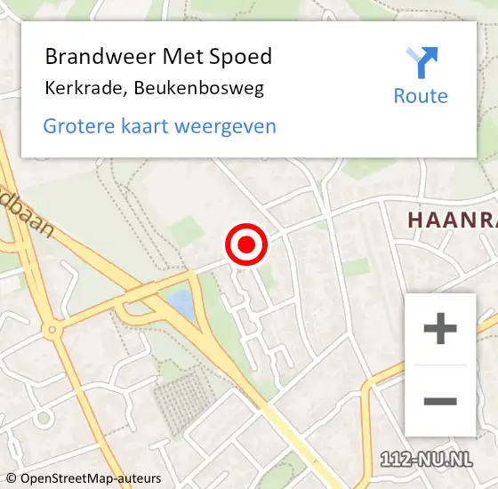 Locatie op kaart van de 112 melding: Brandweer Met Spoed Naar Kerkrade, Beukenbosweg op 31 december 2024 20:46