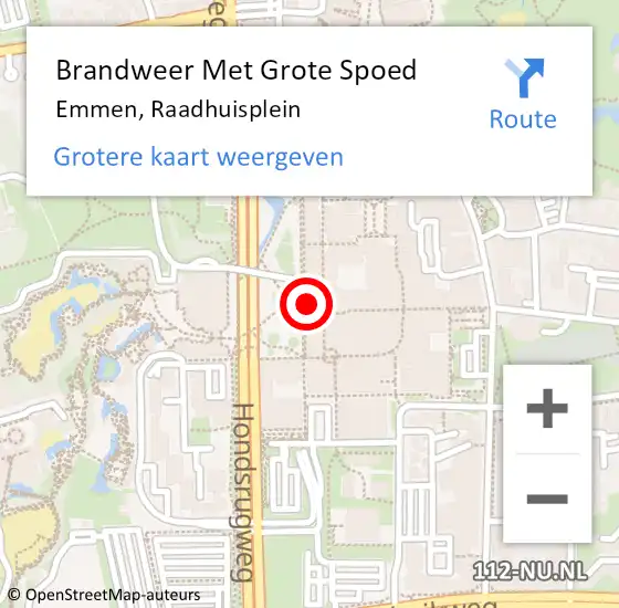 Locatie op kaart van de 112 melding: Brandweer Met Grote Spoed Naar Emmen, Raadhuisplein op 31 december 2024 20:48