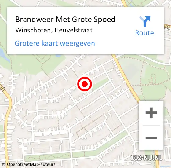 Locatie op kaart van de 112 melding: Brandweer Met Grote Spoed Naar Winschoten, Heuvelstraat op 31 december 2024 20:50