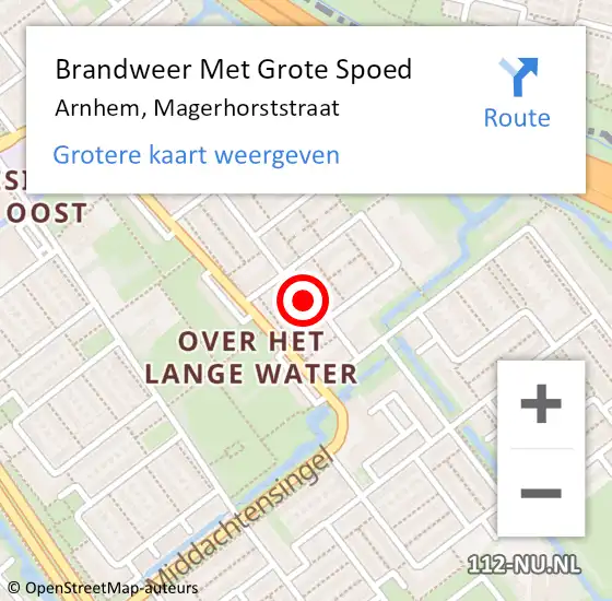 Locatie op kaart van de 112 melding: Brandweer Met Grote Spoed Naar Arnhem, Magerhorststraat op 31 december 2024 20:50